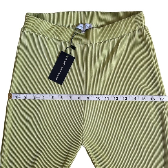 Juniper Blu New Lettuce Edge Lime Green Ribbed High Waist Flare Pants Medium NWT - Picture 11 of 13